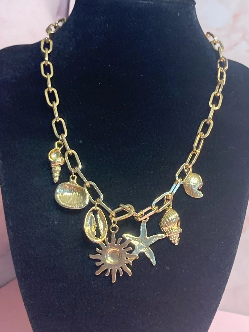 Gold  Beach Charm Necklace